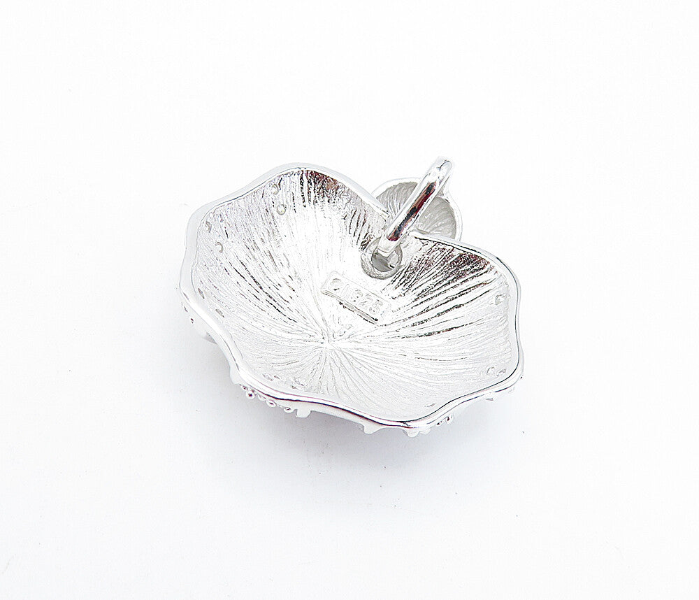 925 Sterling Silver  Topaz Matte Texture Scalloped Dome Design Pendant  PT5219