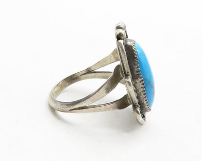 DEAN BROWN NAVAJO 925 Silver Vintage Turquoise Cocktail Ring Sz 7 RG12795