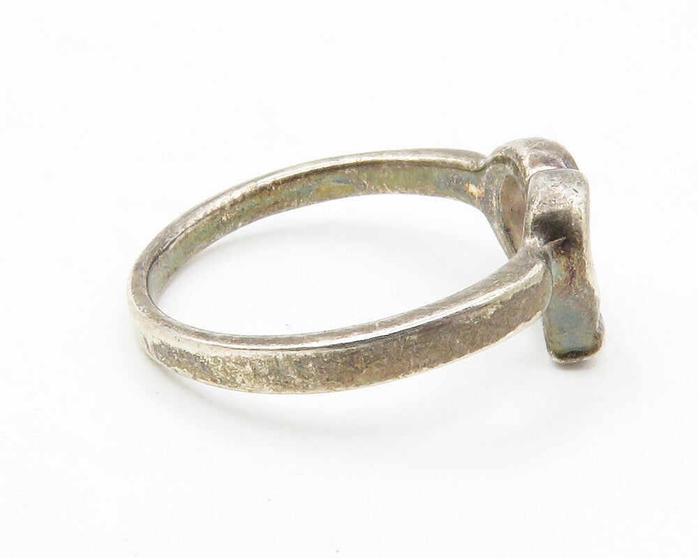 925 Sterling Silver  Vintage Petite Open Love Heart Band Ring Sz 6.5  RG12643