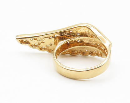 925 Sterling Silver  Topaz Gold Plated Angel Wing Cocktail Ring Sz 6  RG14195