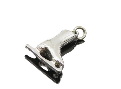 925 Sterling Silver  Vintage Shiny Petite Ice Skate Motif Pendant  PT6804