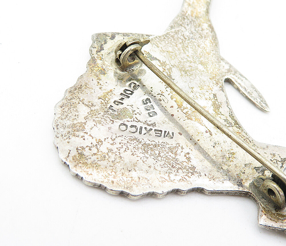 MEXICO 925 Sterling Silver  Vintage Etched Detail Swordfish Brooch Pin  BP1819