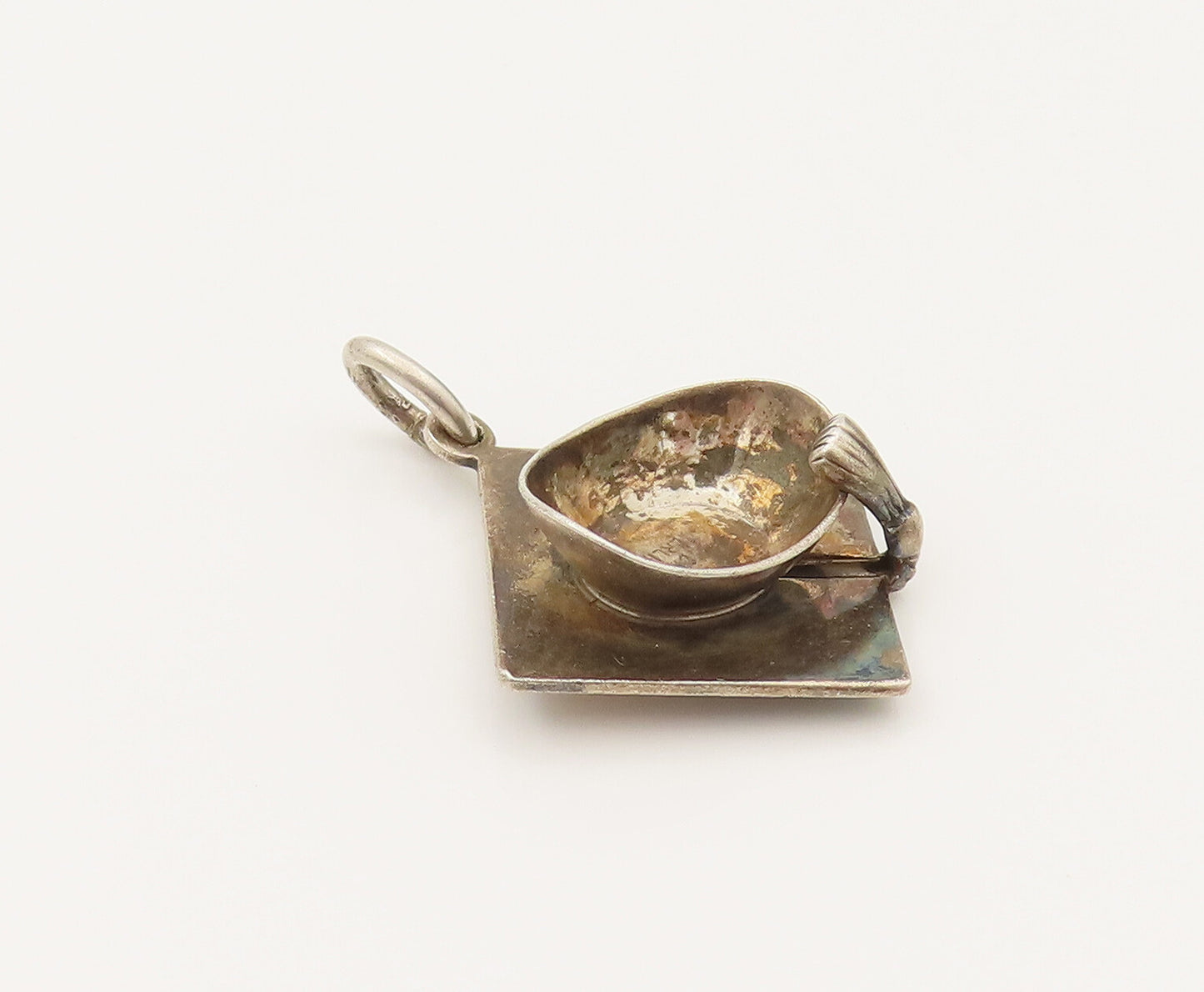925 Sterling Silver  Vintage Minimalist Graduation Cap Pendant  PT21935