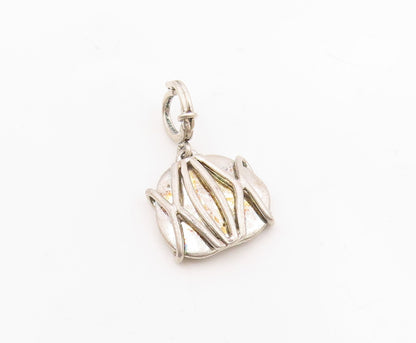 DESIGNER 925 Sterling Silver  Vintage Shiny Modernist Drop Pendant  PT18365