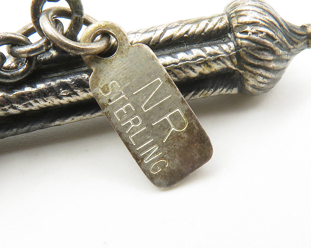 925 Sterling Silver  Vintage Oxidized Textured Link Chain Bracelet  BT5396