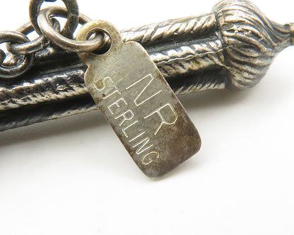 925 Sterling Silver  Vintage Oxidized Textured Link Chain Bracelet  BT5396