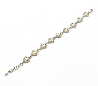 925 Sterling Silver  Vintage Love Heart Motif Chain Bracelet  BT6458