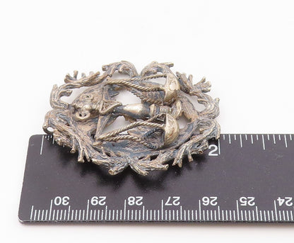 925 Silver  Vintage Antique Libra Sign Branch Wreath Zodiac Pendant  PT20369