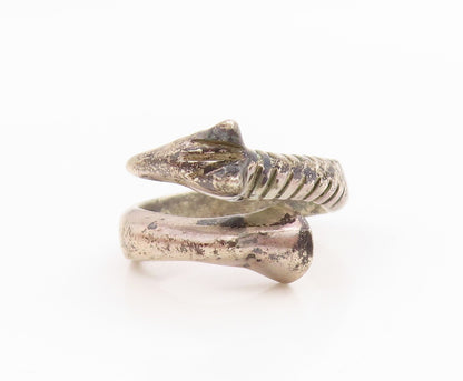 925 Sterling Silver Vintage Ring Classic Giraffe Motif Bypass Band Sz 5 RG35406