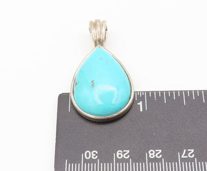 925 Sterling Silver Vintage Pendant WHITNEY KELLY Pear Shaped Turquoise  PT22405
