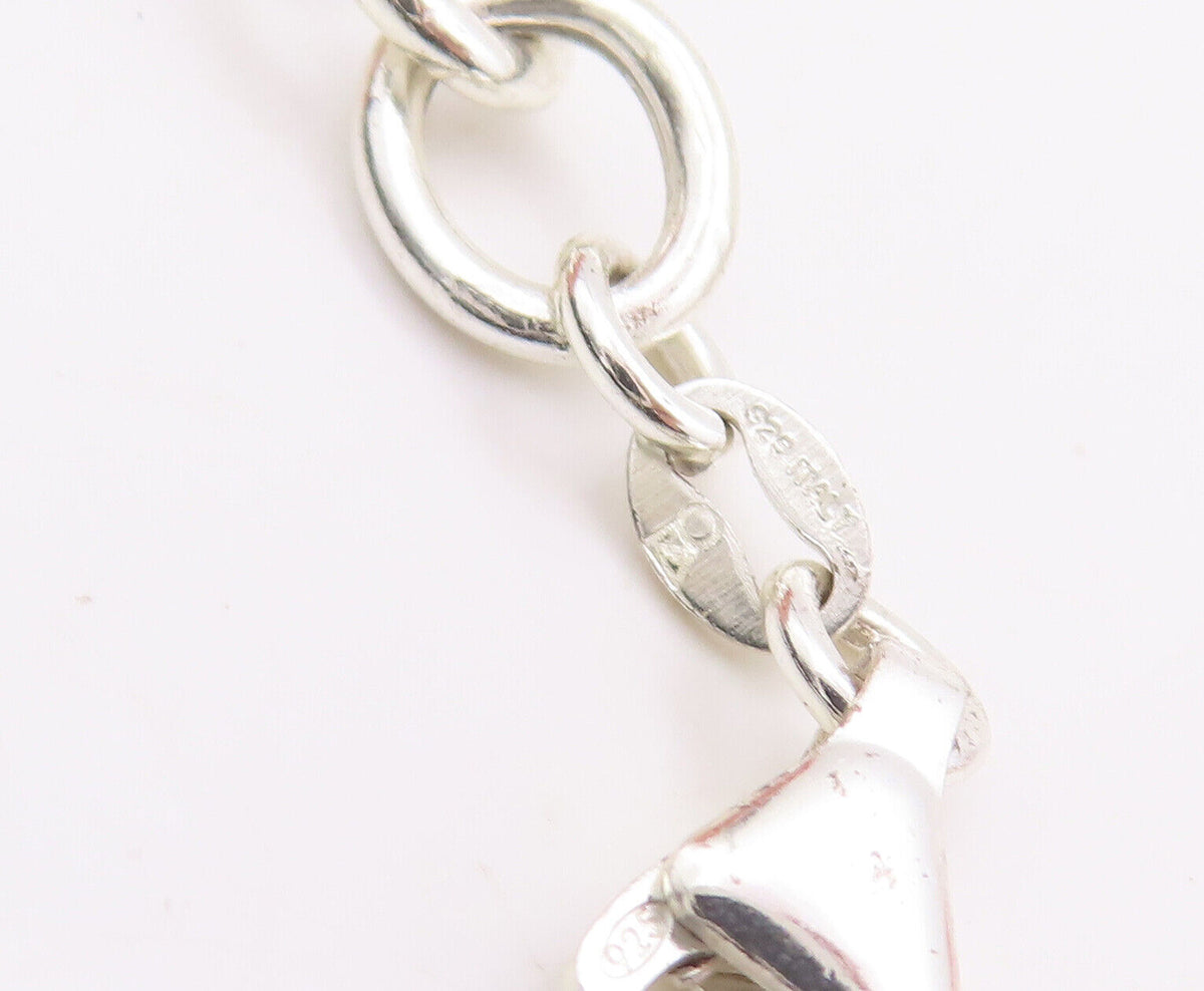 925 Sterling Silver Vintage Bracelet Ring Chain Cutout Heart & Message  BT10643