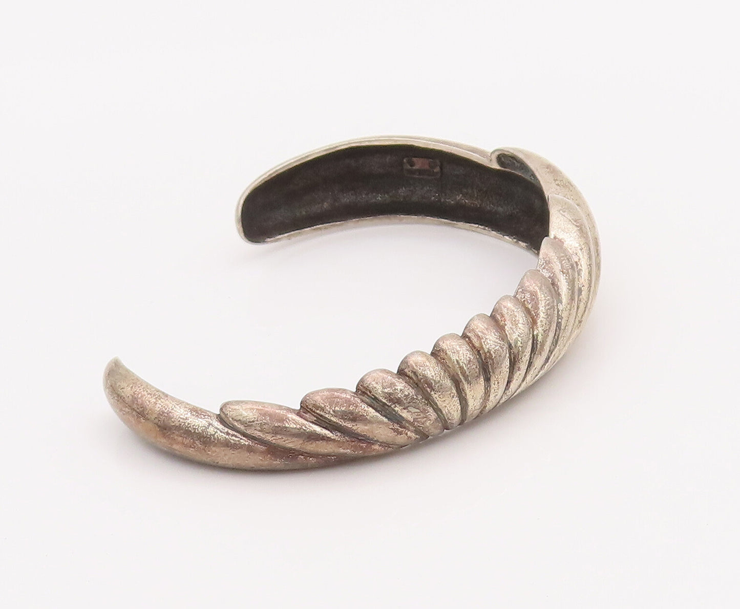 925 Sterling Silver Vintage Bracelet Cuff Carved Spreading Sunrays   BT10186