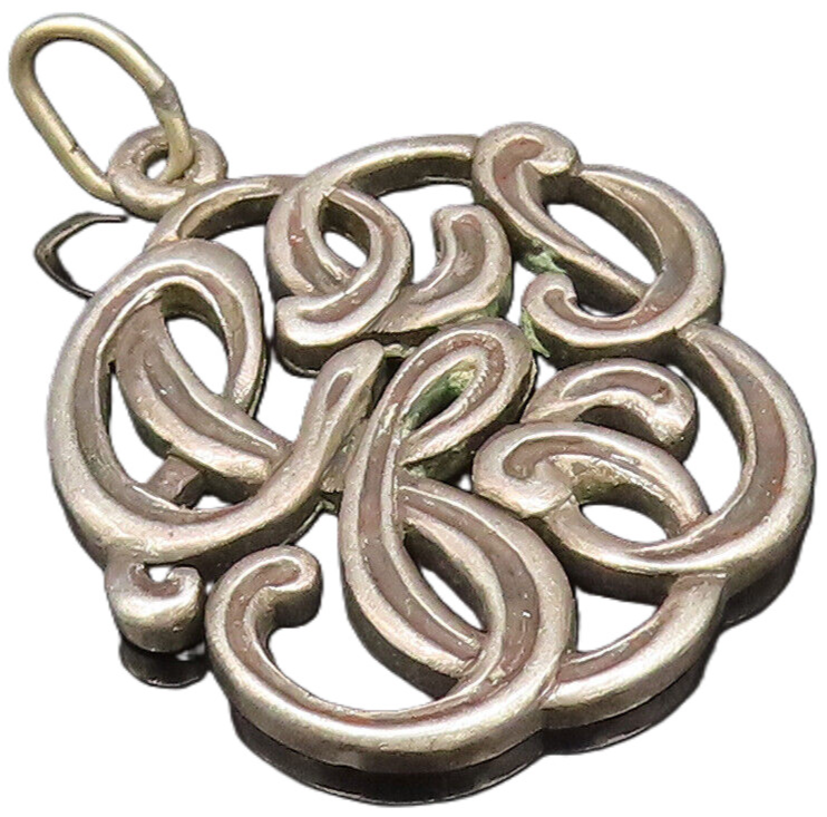 925 Sterling Silver  Vintage Knotted Abstract Cutout Pendant  PT21699