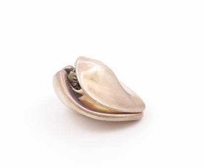 925 Sterling Silver Vintage Earrings Modernist Solid Dome Shape Clip On  EG14529