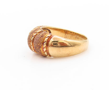 925 Sterling Silver Vintage Ring Gold Plated Domed Grooved Design  Sz 9  RG32817