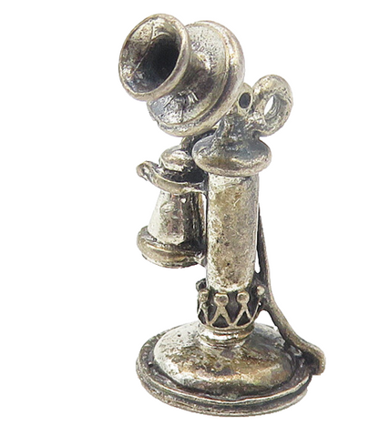 BEAU 925 Sterling Silver  Vintage Old Fashioned Telephone Pendant  PT9433
