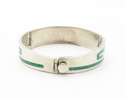 MEXICO 925 Sterling Silver  Vintage Turquoise Inlay Bangle Bracelet  BT5460