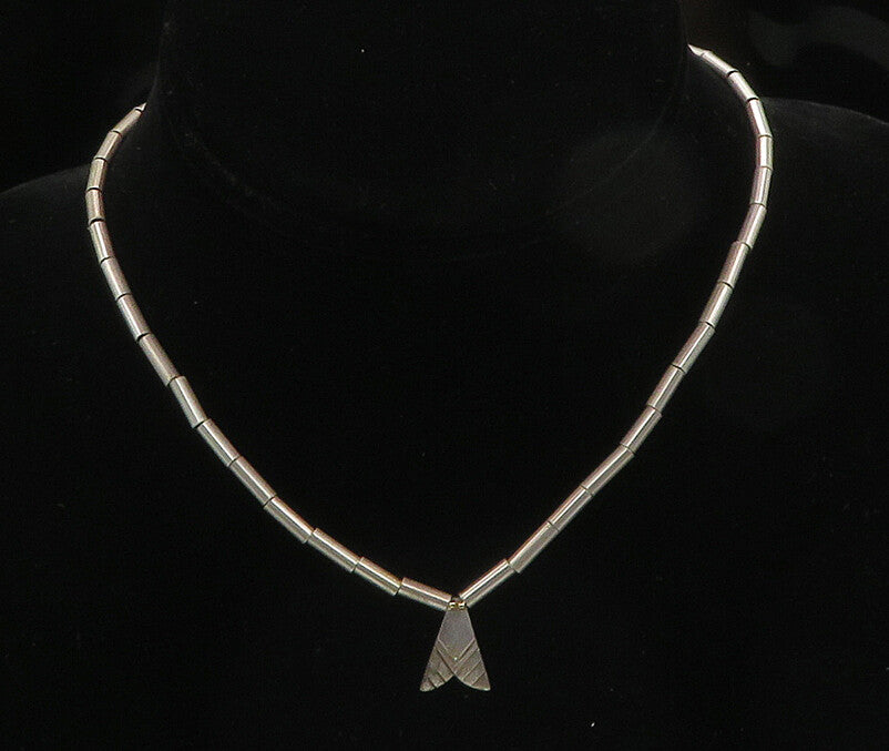 M&J SAVVIT 925 Silver & 14K GOLD  Vintage Arrow Charm Chain Necklace  NE3345