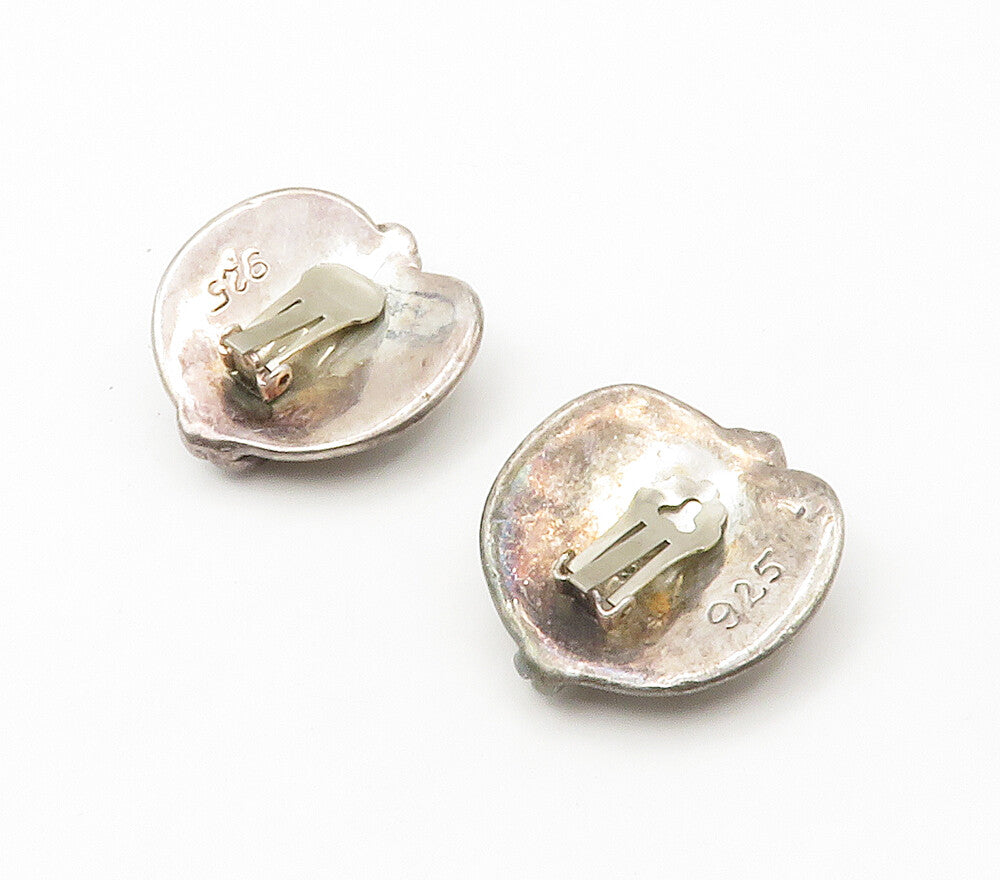 925 Sterling Silver  Vintage Modernist Round Non Pierce Drop Earrings  EG7663