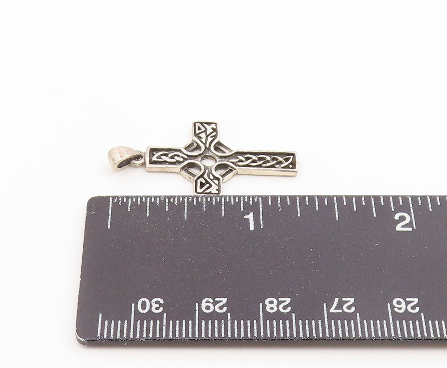 925 Sterling Silver Vintage Pendant Classic Celtic Knotwork Cross Charm  PT26582