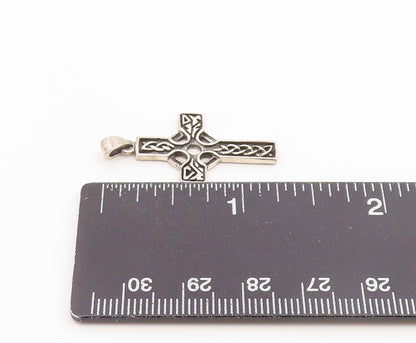 925 Sterling Silver Vintage Pendant Classic Celtic Knotwork Cross Charm  PT26582