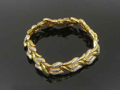 ROSS SIMON 925 Sterling Silver  Genuine Diamonds 2 Tone Chain Bracelet  BT1204
