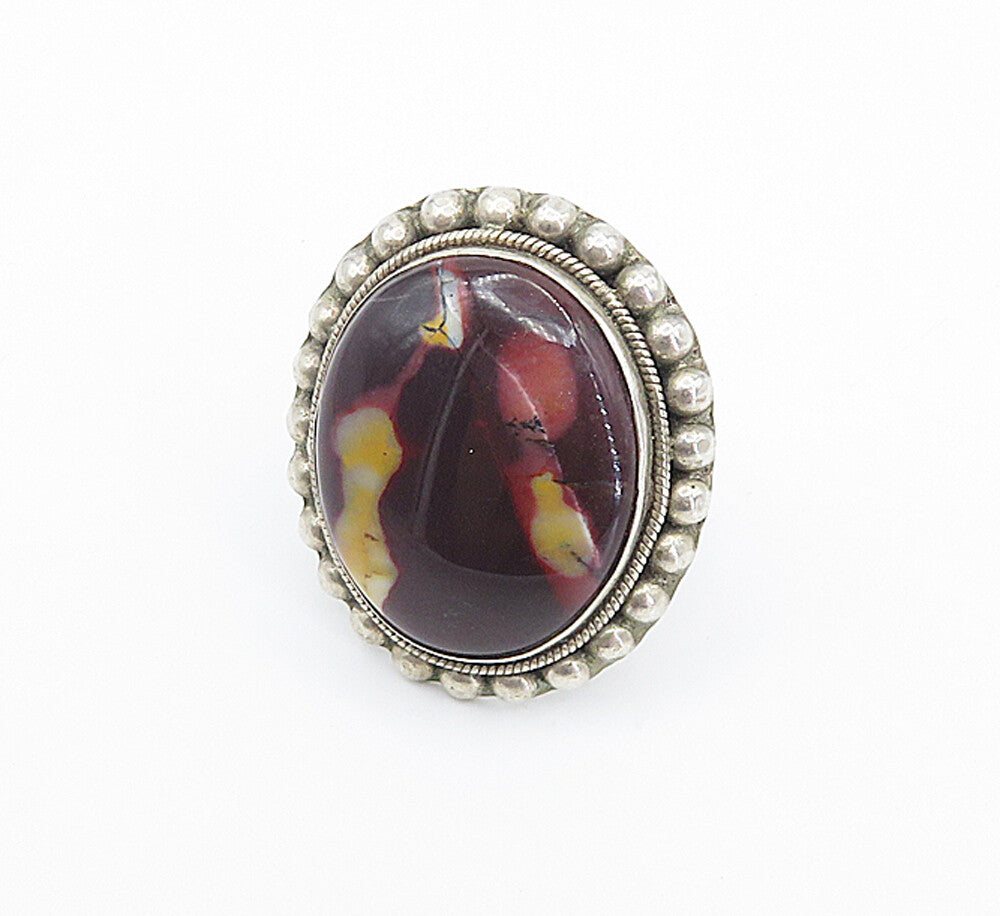 925 Sterling Silver  Cabochon Cut Jasper Twist Cocktail Ring Sz 7.5  RG8490