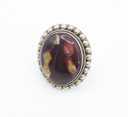 925 Sterling Silver  Cabochon Cut Jasper Twist Cocktail Ring Sz 7.5  RG8490