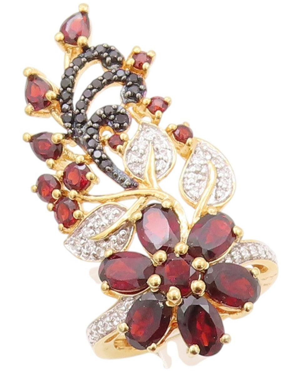 925 Sterling Silver Vintage Ring Gold Plated Garnet CZ Spinel  Sz 5  RG32210