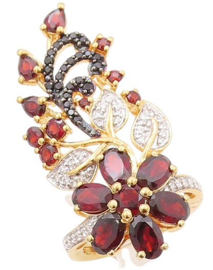 925 Sterling Silver Vintage Ring Gold Plated Garnet CZ Spinel  Sz 5  RG32210