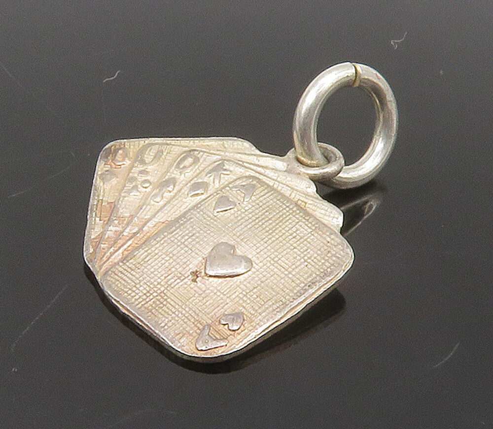 925 Sterling Silver  Vintage Petite Deck Of Cards Motif Pendant  PT13228