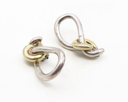 925 Sterling Silver  Vintage Shiny Two Tone Knot Non Pierce Earrings  EG5150