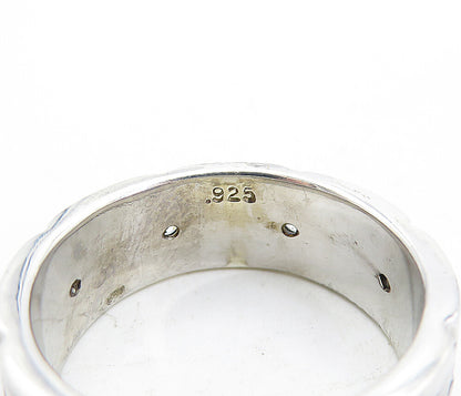 925 Sterling Silver  Vintage Cubic Zirconia Brick Band Ring Sz 10.5  RG5591
