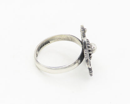 MEXICO 925 Sterling Silver Vintage Swirl Floral Motif Band Ring Sz 7  RG18039