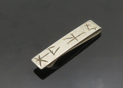 LEVIN 925 Sterling Silver  Vintage Shiny Etched Design Tie Clip  TR2741