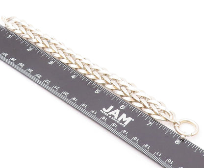 925 Sterling Silver Vintage Bracelet Broad Designer Breaded Band BT11133