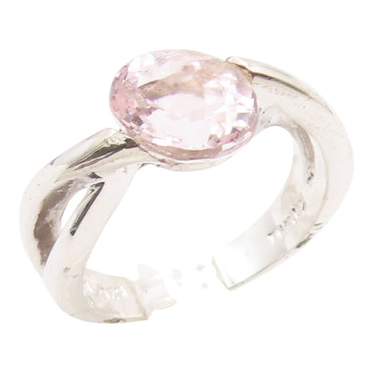 925 Sterling Silver Vintage Ring Modernist Pink CZ Wave Band  Sz 7  RG35639