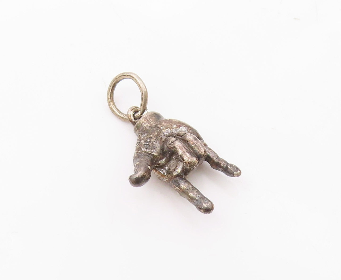 925 Silver  Vintage Rockstar Rock & Roll Hand Sign Charm Pendant  PT21411