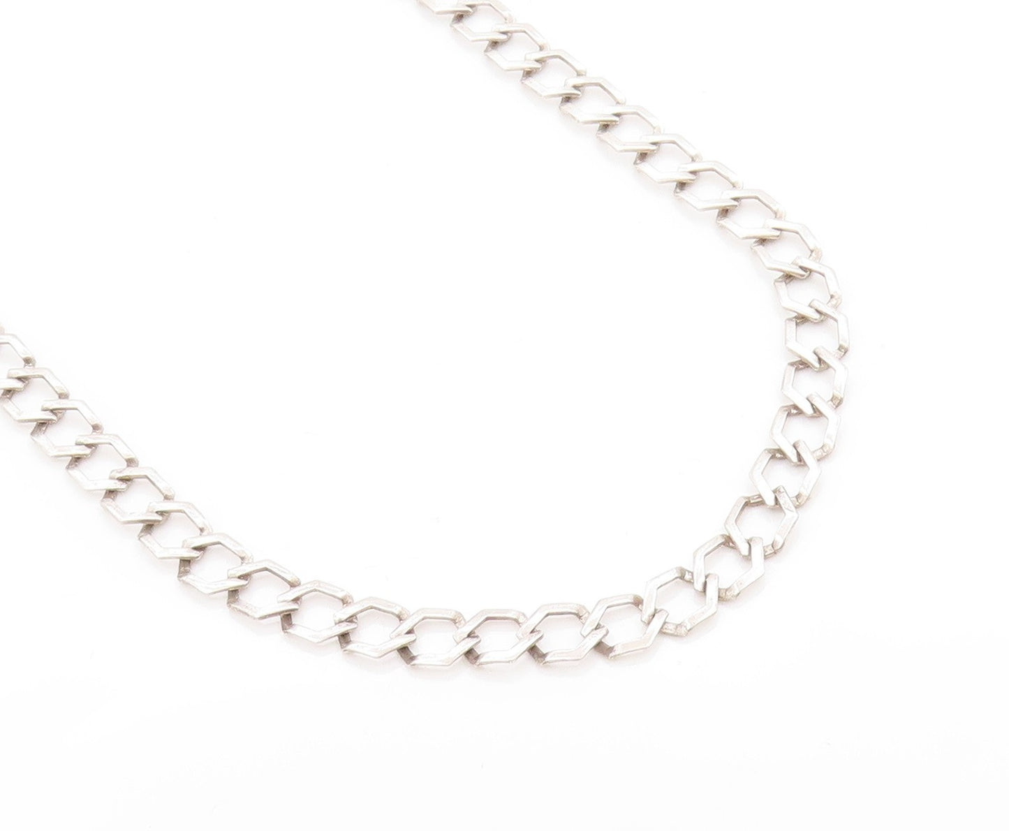 925 Sterling Silver Vintage Necklace Minimalist Statement Curb Chain   NE4681