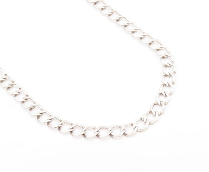 925 Sterling Silver Vintage Necklace Minimalist Statement Curb Chain   NE4681