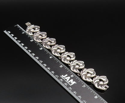 925 Sterling Silver Vintage Swirl Abstract With Bead Ball Link Bracelet BT9595