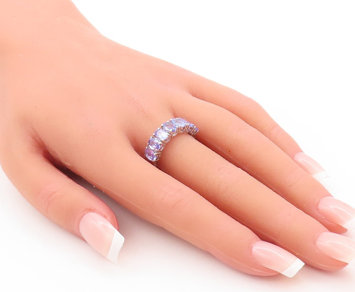 925 Sterling Silver Vintage Ring Oval Cut Tanzanite Band  Sz 7  RG29749