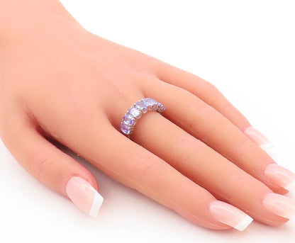 925 Sterling Silver Vintage Ring Oval Cut Tanzanite Band  Sz 7  RG29749