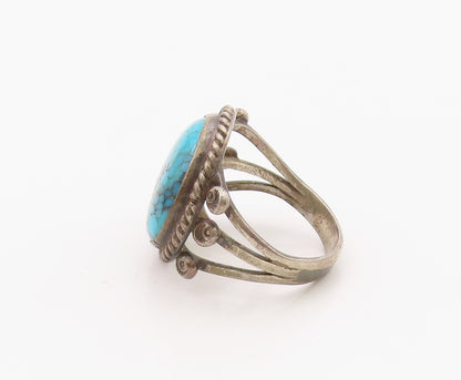 925 Sterling Silver Vintage Ring NAVAJO Turquoise Twisted Rope  Sz 7  RG36355