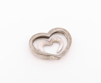 925 Sterling Silver  Vintage Dark Tone Open Love Heart Smooth Pendant  PT16574
