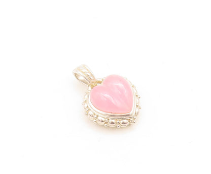 925 Sterling Silver Vintage Pendant JUDITH RIPKA Cabochon Pink Heart  PT23794