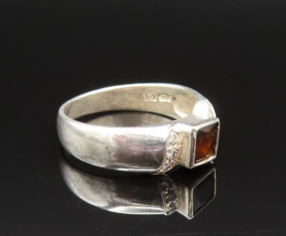 925 Silver  Vintage Inlaid Smoky Quartz & Topaz Swirl Ring Sz 9  RG25517