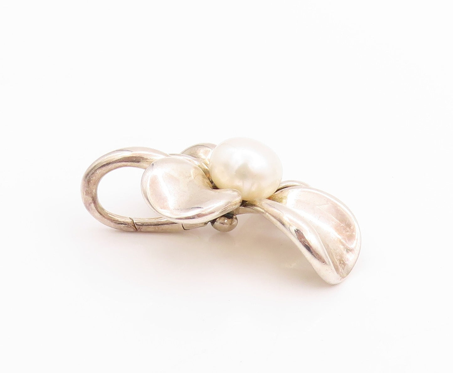 925 Sterling Silver Vintage Pendant ANN KING Pearl Orchid Floral Blossom PT24746