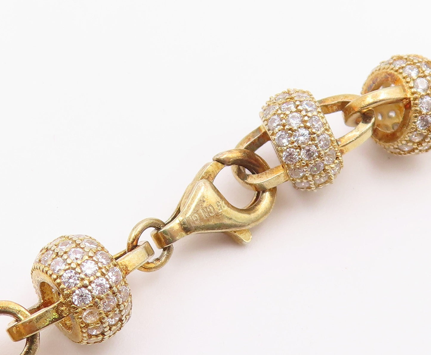 925 Sterling Silver Vintage Necklace Gold Plated CZ Cosmic Orb Chain  NE4931