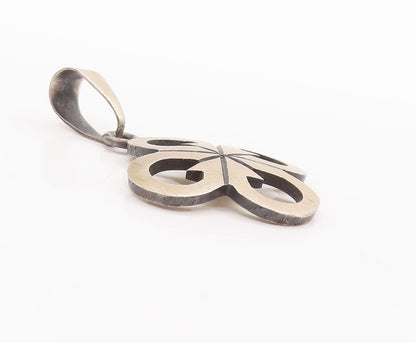 925 Sterling Silver Vintage Pendant VERSANI Inward Arrow Looped Flower  PT22903